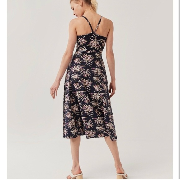 Pact | Organic Cotton Fit and Flare Freesia Palms Midi Dress ~ Small - Picture 5 of 9